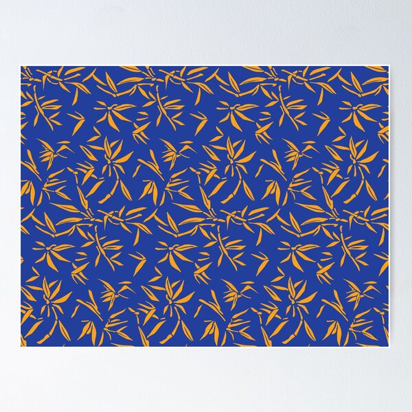 Blue and Yellow / Orange Bamboo pattern Poster