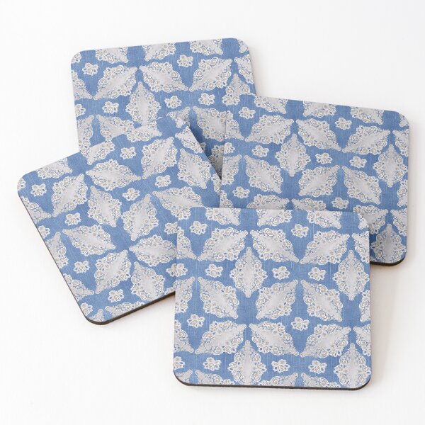 Item preview, Denim with a Cream Flower Lace Seamless Repeat Pattern designed and sold by NadineMay.