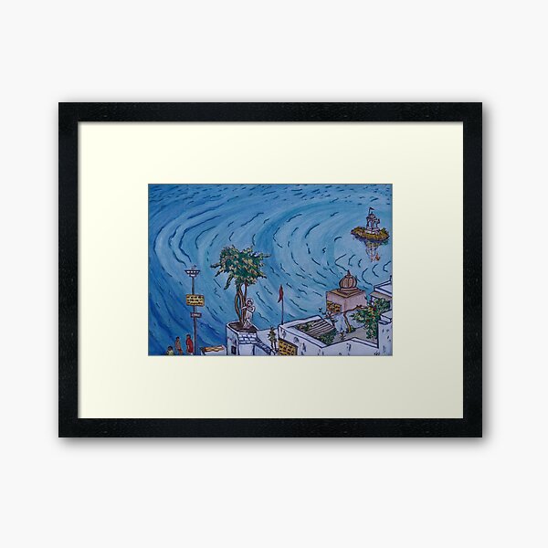 Pretty postcard of lake Pushkar, Rajasthan, India Framed Art Print