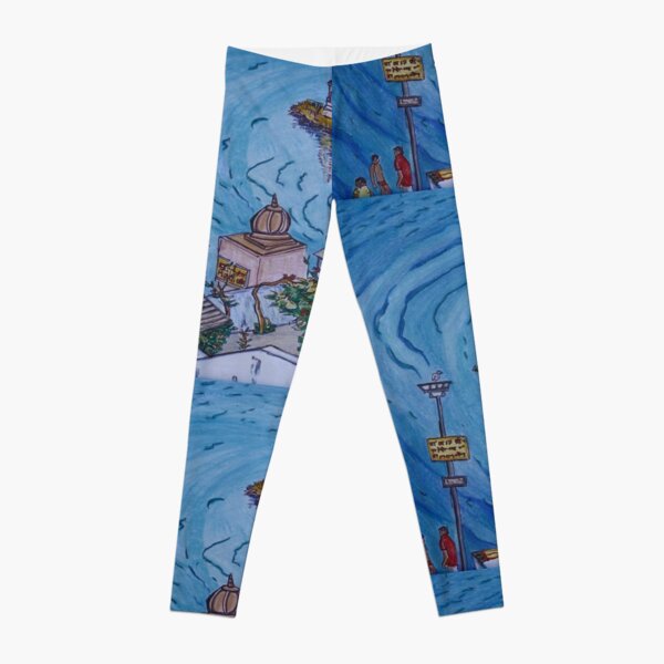 Pretty postcard of lake Pushkar, Rajasthan, India Leggings