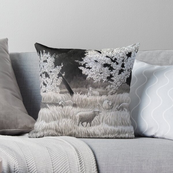 Winter Sheep in Ibiza Throw Pillow