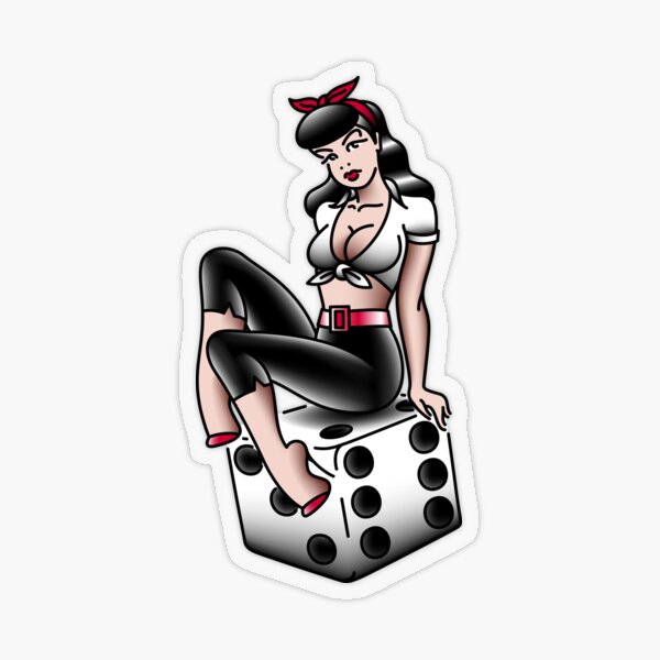 Salty-Dog American traditional lowbrow rockabilly pin-up gal Transparent Sticker