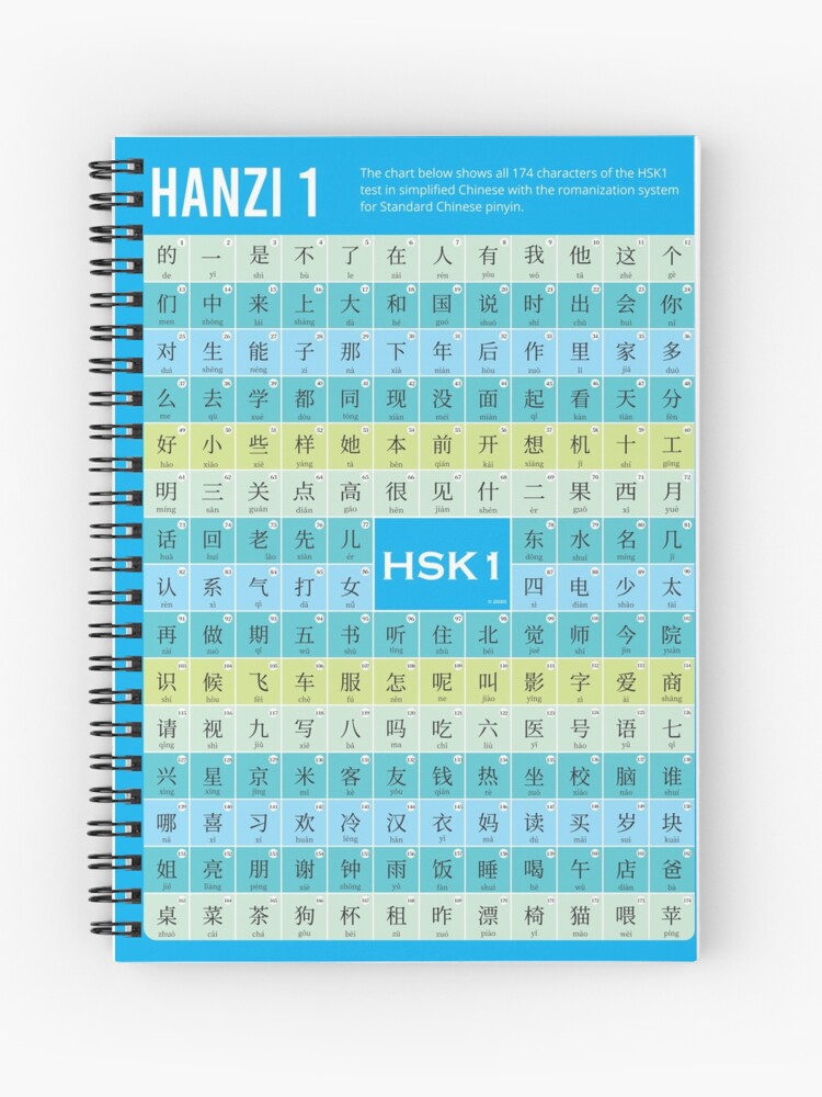 Chinese HSK1 poster in simplified Chinese Spiral Notebook for Sale by  China Little
