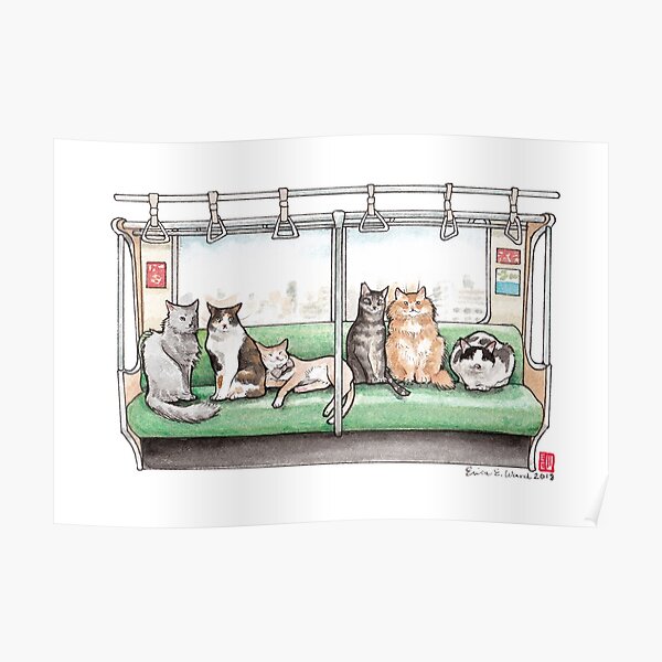 Cat Packed Train Poster