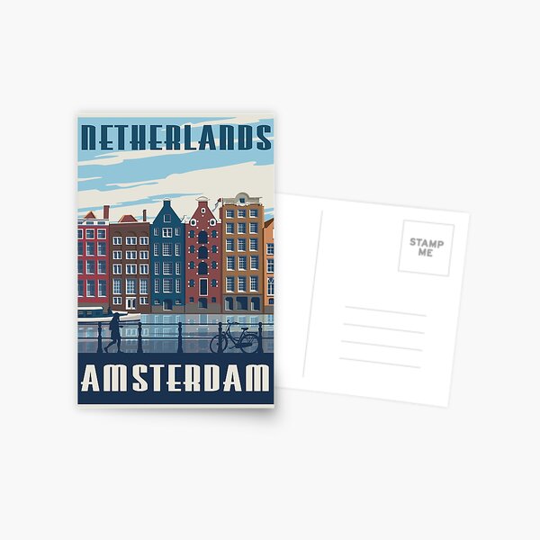 Amsterdam Vintage Reiseplakat Postkarte