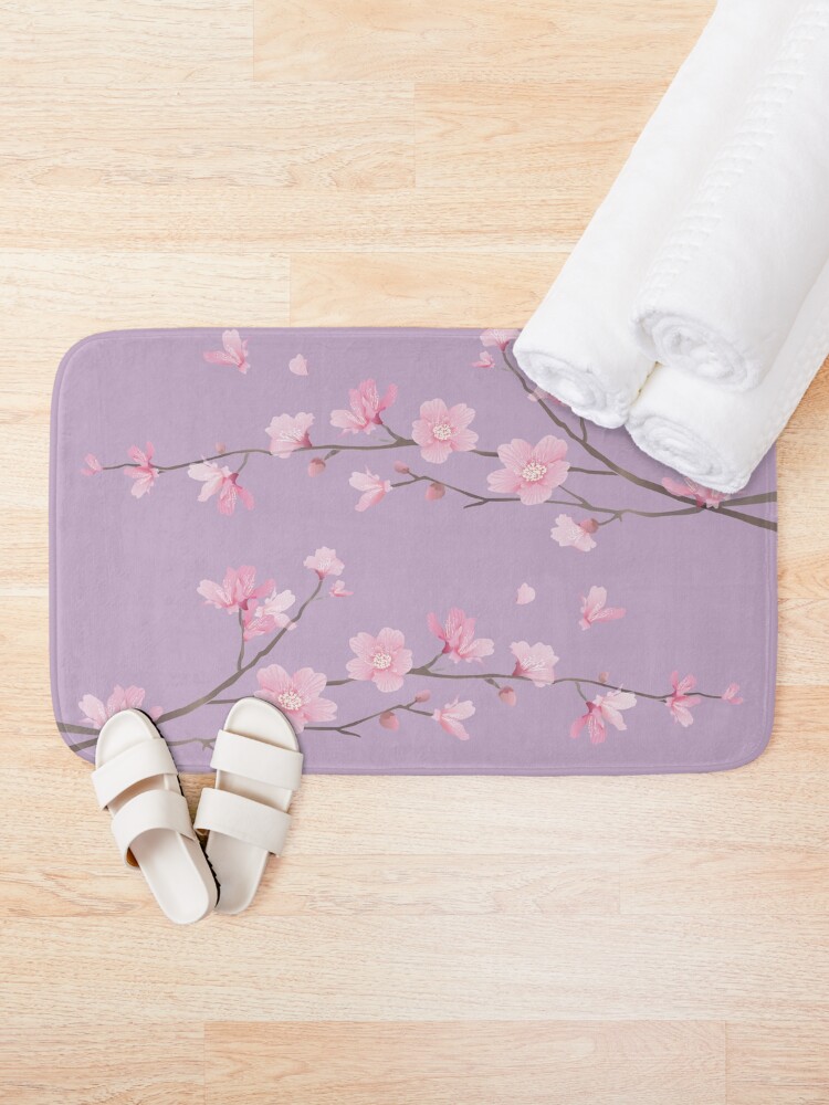 Alternate view of Cherry Blossom flower plant - Pastel Purple Bath Mat