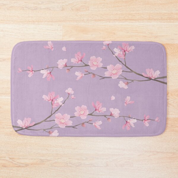 Cherry Blossom flower plant - Pastel Purple Bath Mat