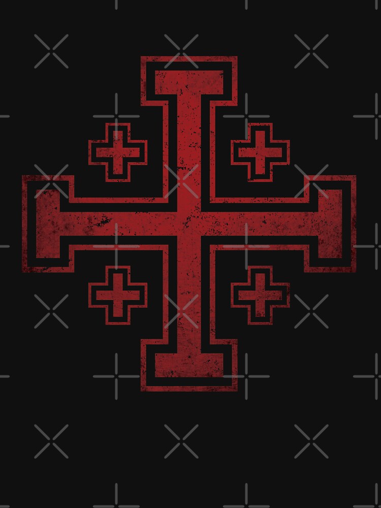 Imagen 7 de 7, Camiseta clásica con la obra Cruz de Jerusalén Cruz de los Caballeros Medievales Cruz de los Cruzados, diseñada y vendida por Beltschazar.