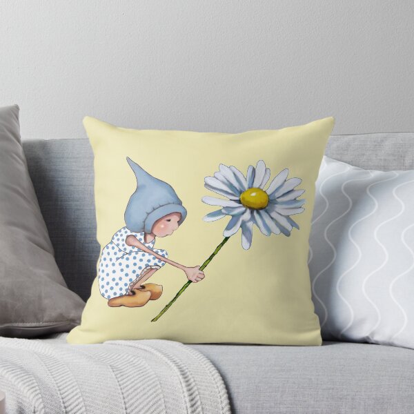 Item preview, Little Gnome Girl with Big Daisy Flower, Fantasy Art, Illustration designed and sold by JoyfulWhimsy.