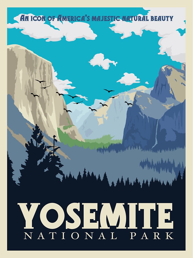 Thumbnail 3 of 3, Magnet, Yosemite National Park Vintage Travel Poster  designed and sold by VintageVisions.