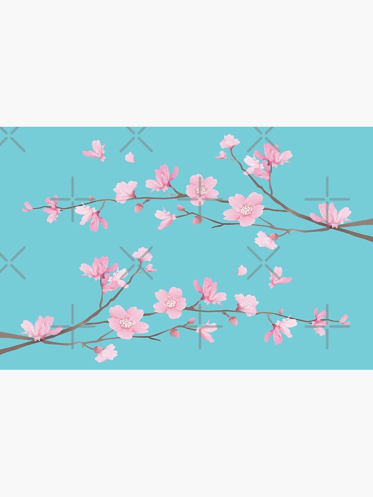 Cherry Blossom flower plant - Black Zipper Pouch for Sale by designenrich