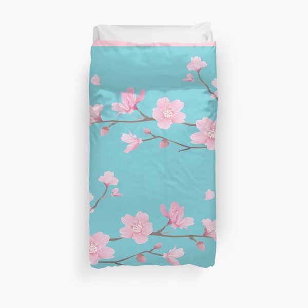 Cherry Blossom - Robin Egg Blue Duvet Cover