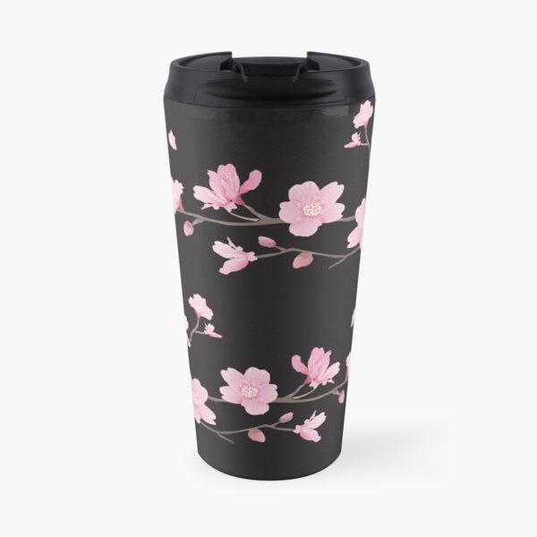 Cherry Blossom - Black Travel Mug