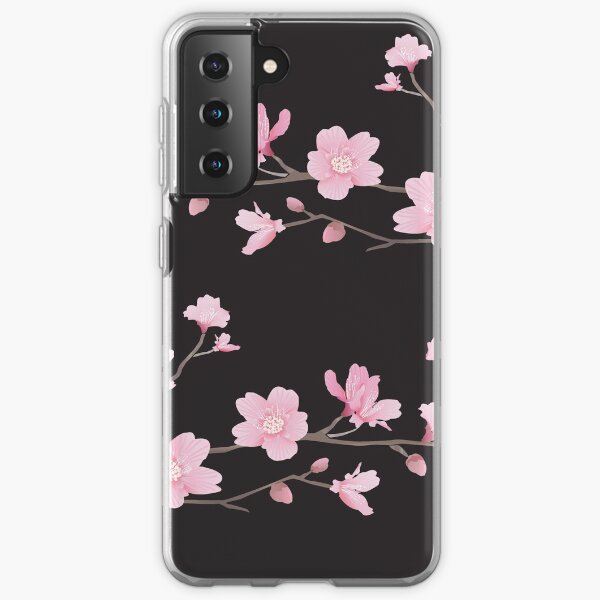 Cherry Blossom - Black Samsung Galaxy Soft Case