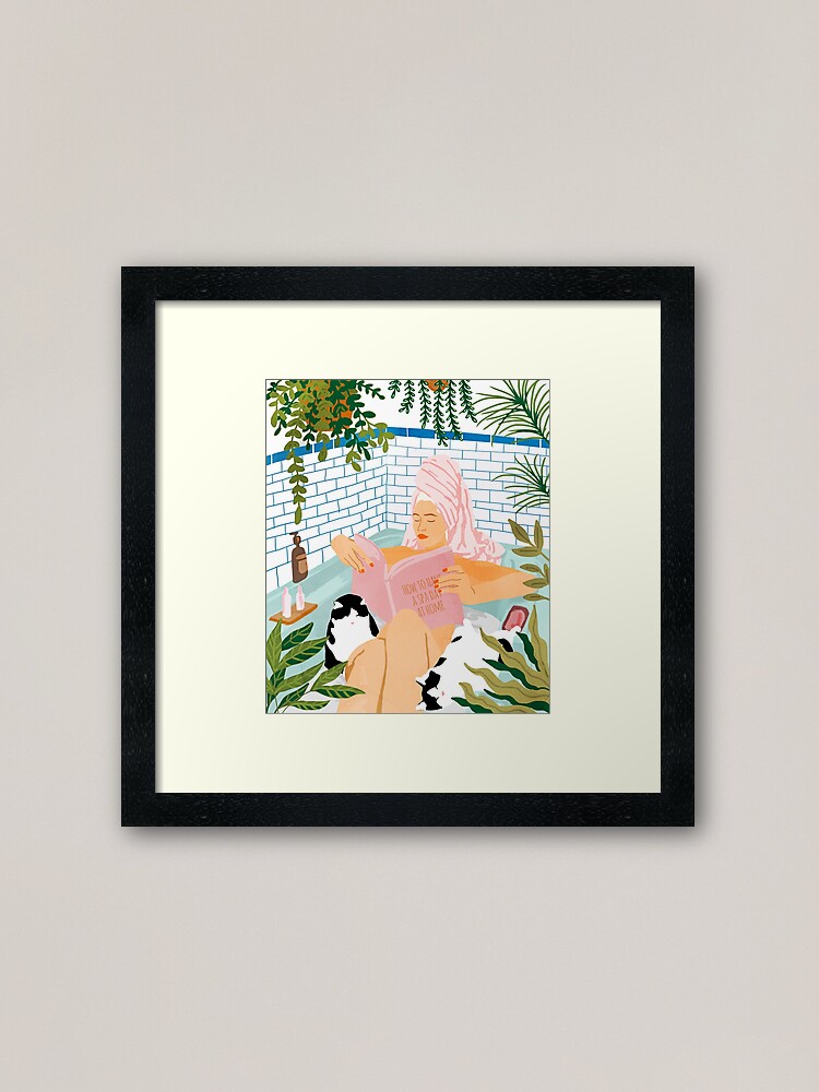 Alternate view of How To Have A Cat Spa Day At Home | Modern Bohemian Home Décor | Pet Bathroom Urban Jungle Framed Art Print