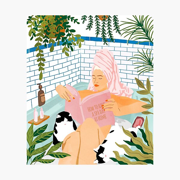 Comment organiser une journée au spa pour chats à la maison | Décoration d'intérieur bohème moderne | Salle de bain pour animaux Jungle urbaine Impression photo