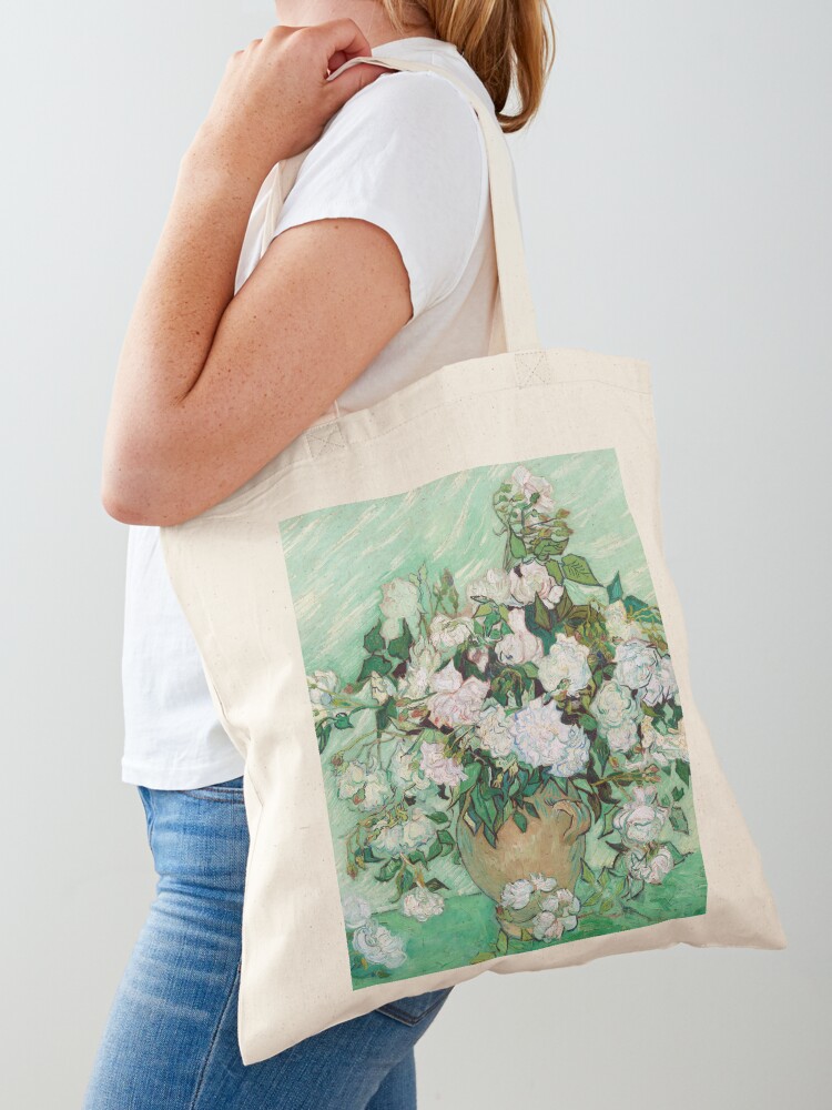 Tote Bags - Still Life: Vase with Pink Roses by Vincent van Gogh