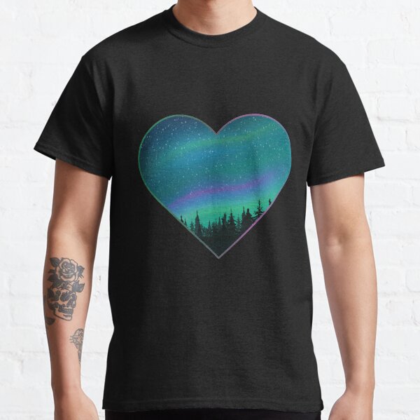 Nordlicht Polarlicht Mittsommer Herz Island Geschenk Classic T-Shirt
