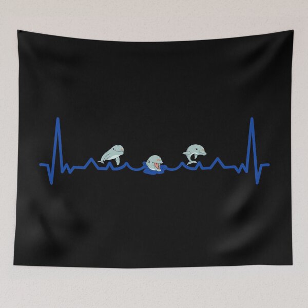 Artikelvorschau, Schlägt Dein Herz für Delfine, dann gefällt dir dieses Herzschlag Heartbeat Design entworfen und verkauft von SiRaGeckoDesign.