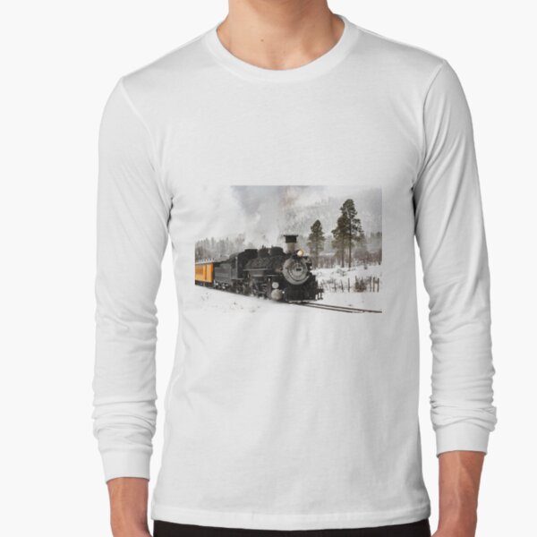 Vintage Steam Train in Winter Long Sleeve T-Shirt