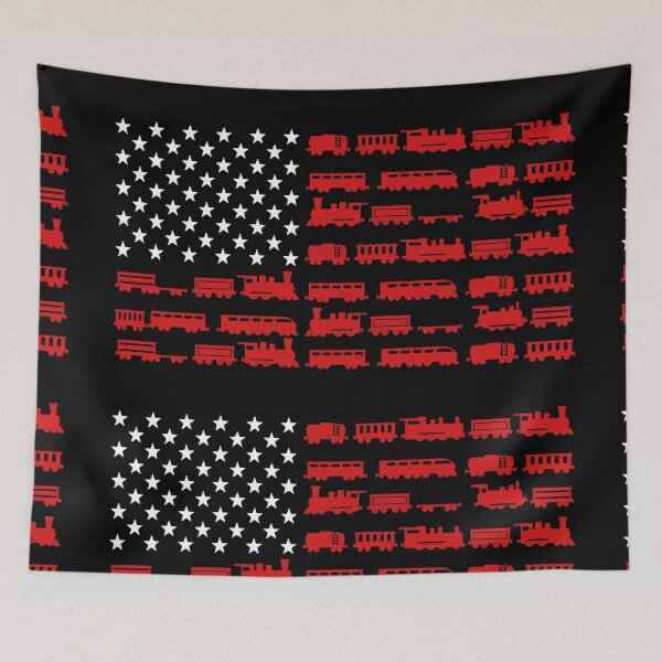 Item preview, Railroad Train Themed American Flag - Train Lover designed and sold by Sandra78.