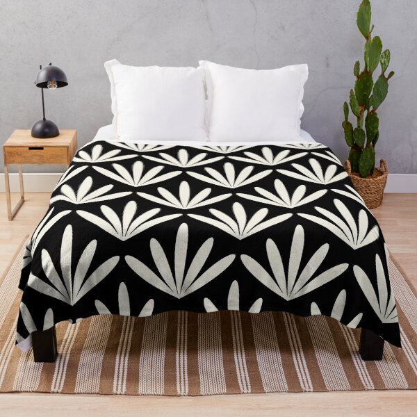 Item preview, Retro Mid Century Modern Floral Leaves in black and white designed and sold by meggydesigns.