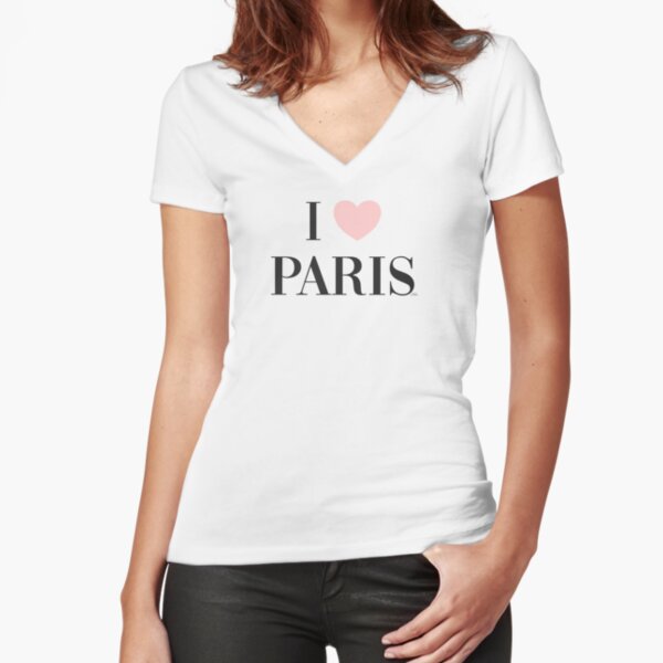 I love PARIS Fitted V-Neck T-Shirt