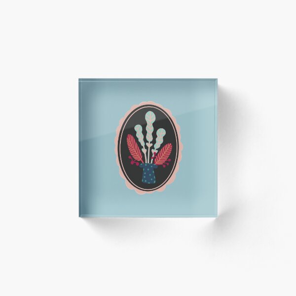Cameo Plants on blue Acrylic Block