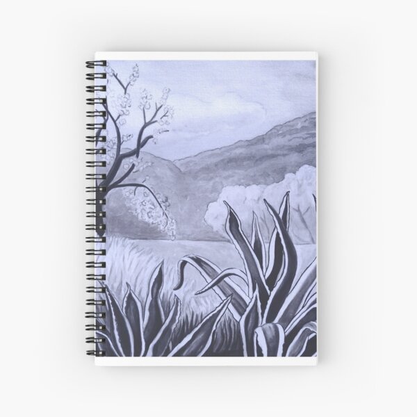 Agave (Pita) and blossoming Almond Tree in Ibiza   Spiral Notebook