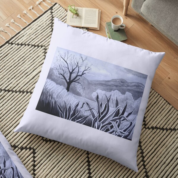 Agave (Pita) and blossoming Almond Tree in Ibiza Floor Pillow