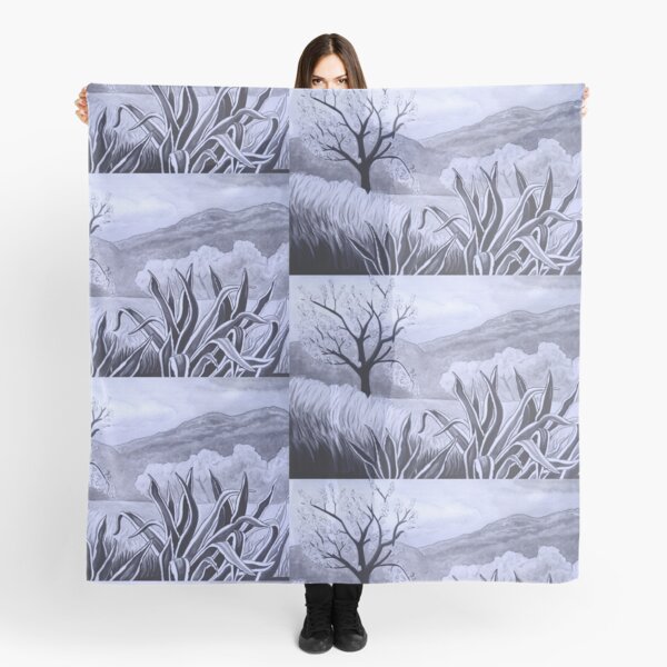 Agave (Pita) and blossoming Almond Tree in Ibiza Scarf