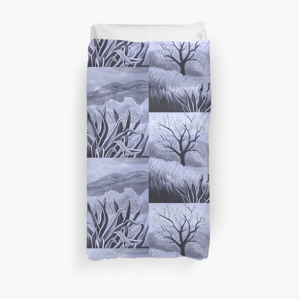 Agave (Pita) and blossoming Almond Tree in Ibiza Duvet Cover