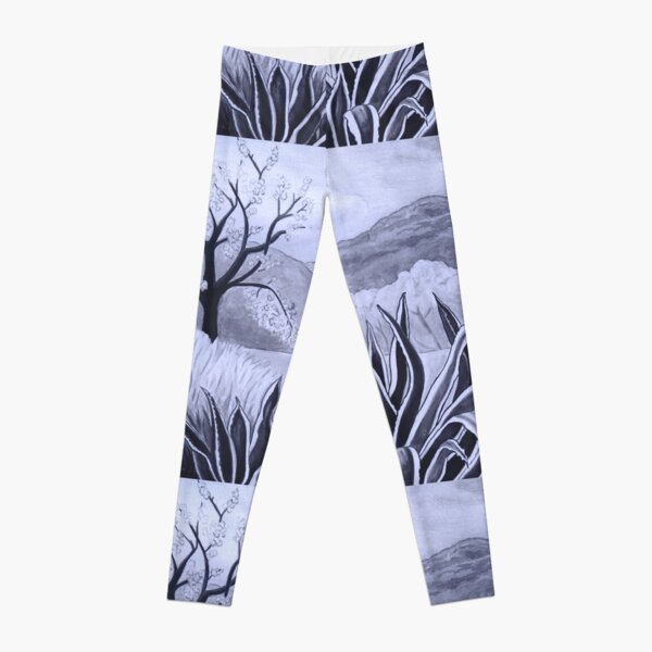 Agave (Pita) and blossoming Almond Tree in Ibiza Leggings