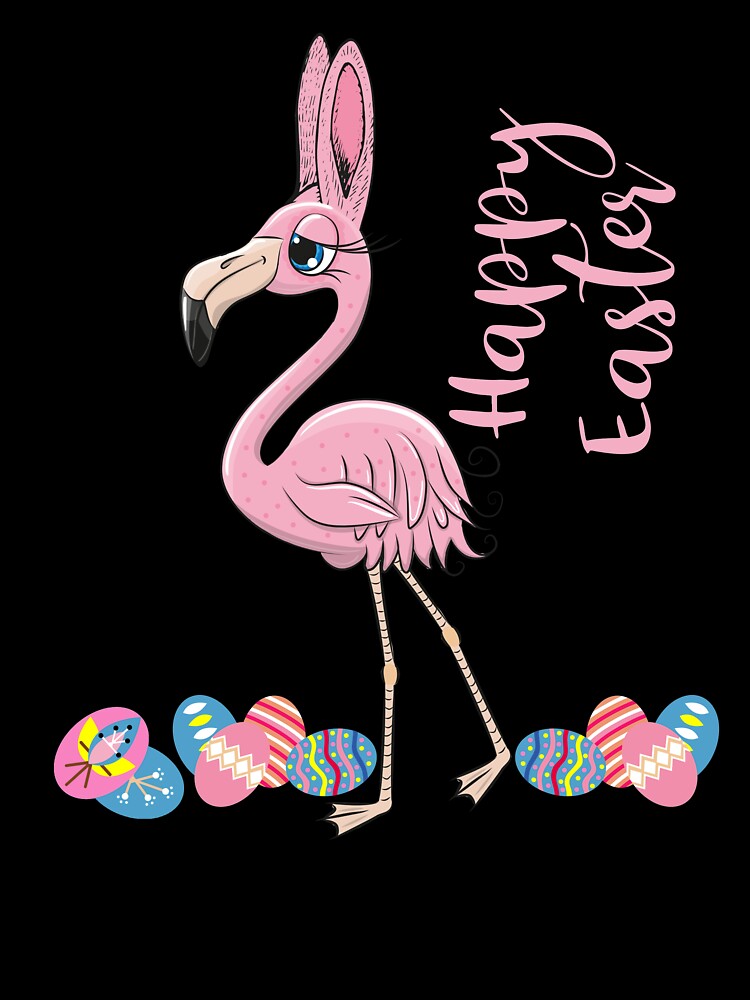 Cute Easter Flamingo With Easter Egg Basket Hunting Gift T-Shirt Cute Easter Flamingo With Easter Egg Basket Hunting Gift T-Shirt