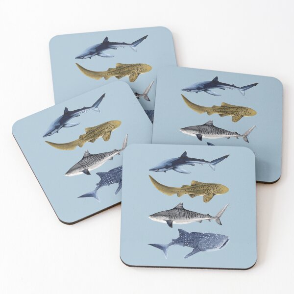 Item preview, SHARKS II-blue, zebra / leopard, tiger and whale sharks designed and sold by BEATRIZ ABAITUA.