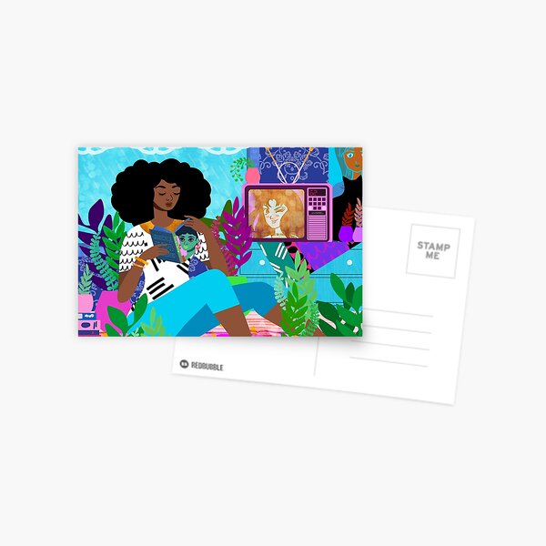 Retro Wave Anime TV Postcard