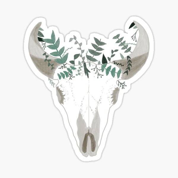 Bull skull with plants Sticker