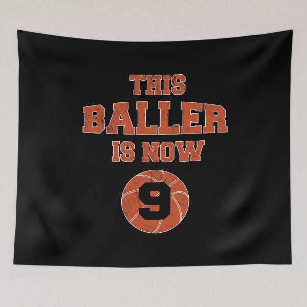 Item preview, This Baller Is Now 9 - Kids 9th Birthday Basketball print designed and sold by Grabitees.
