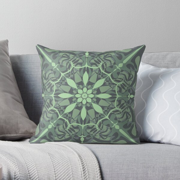 Green Flower Mandalal... Throw Pillow