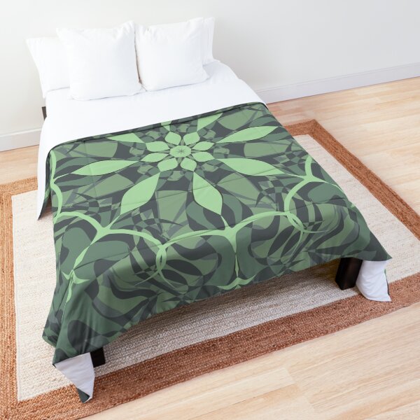 Grünes Blumenmandala 0001 Tagesdecke