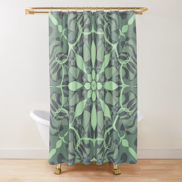 Green Flower Mandalal... Shower Curtain