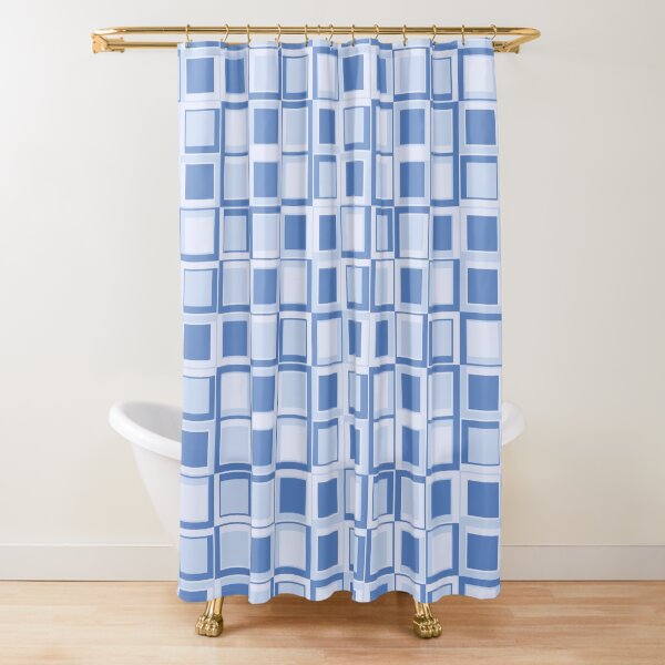 Blue 70's year styling squares Shower Curtain