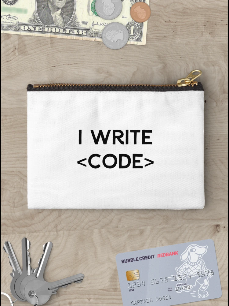 Thumbnail 3 of 4, Zipper Pouch, I Write Code (Inverted) designed and sold by developer-gifts.