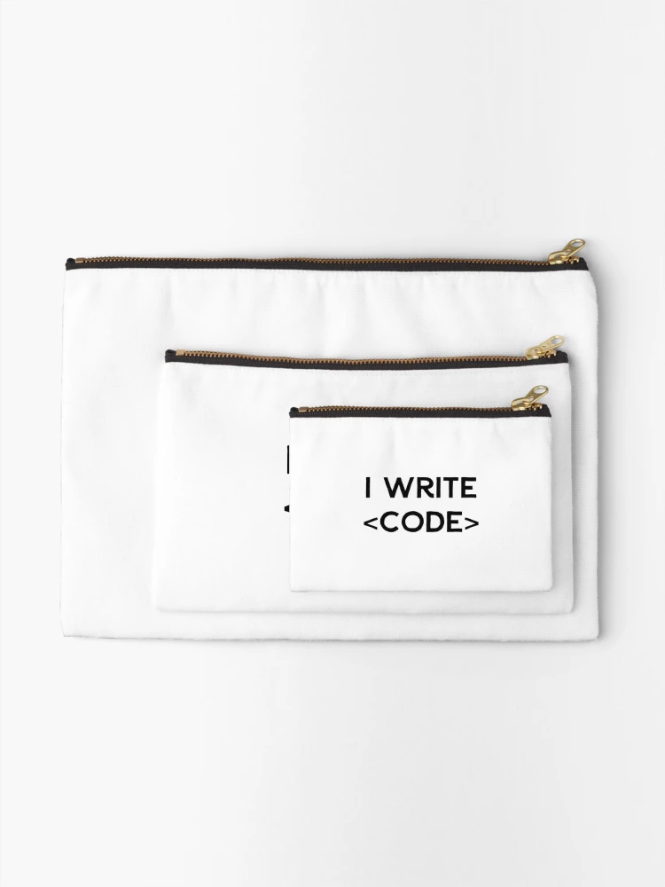 Thumbnail 2 of 4, Zipper Pouch, I Write Code (Inverted) designed and sold by developer-gifts.
