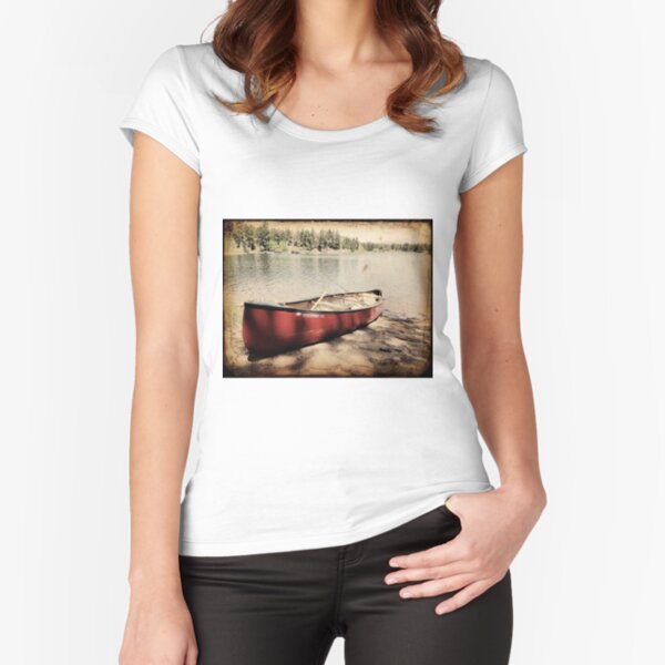 Canoe on Lakeshore Fitted Scoop T-Shirt