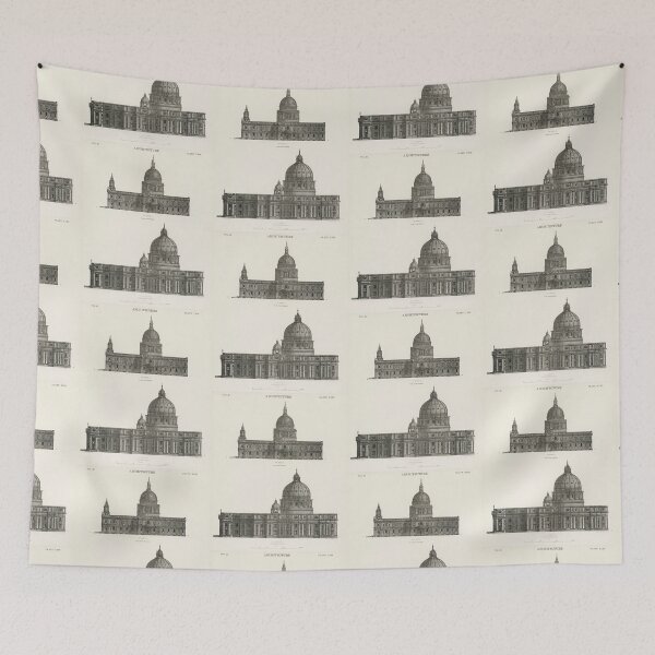 Item preview,  Kitsch vintage Architectural illustration designed and sold by Vintage Designs +.