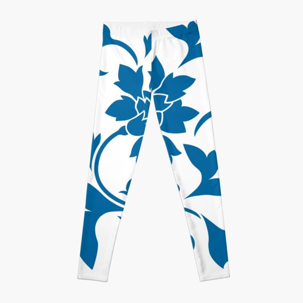 Flower Silhouette - Snorkel Blue Leggings