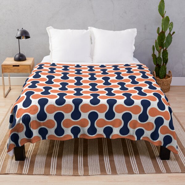 Item preview, Retro Geometric Mid Century Modern Pattern, orange and navy blue designed and sold by meggydesigns.