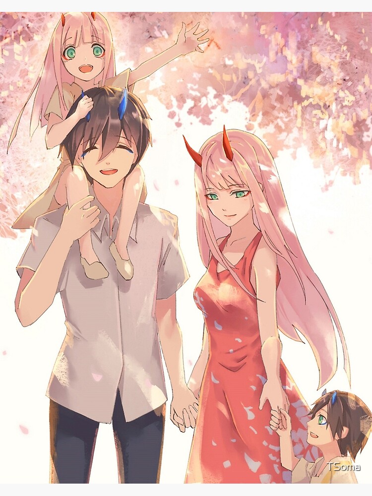 Zero Two X Hiro Family Art Board Print By Tsoma Redbubble