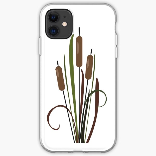 Silhouettes of Swamp Reed on Sunset. iPhone Soft Case